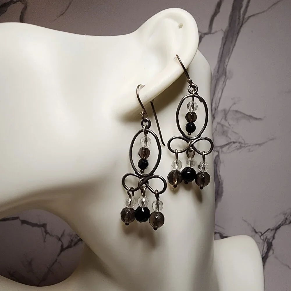 Vintage 925 Silver Bead Dangle Earrings